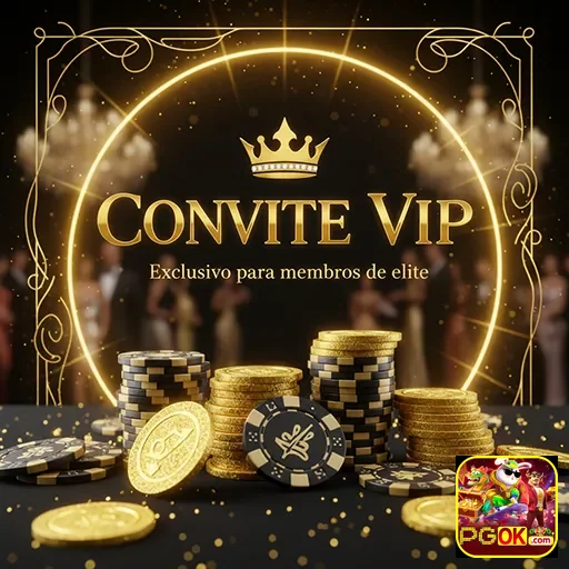 Convite VIP para jogos de cassino no site pgok, com design elegante e temática de gaming.